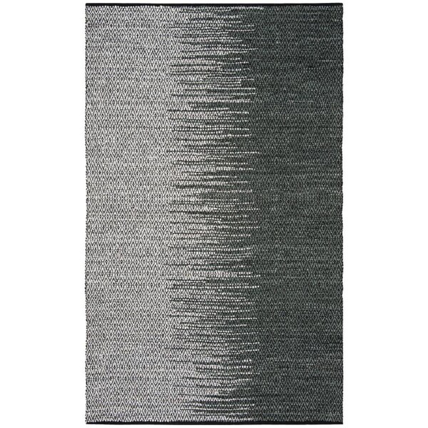 Flowers First 6 x 9 ft. Vintage Leather Hand Woven Rug Light Grey & Charcoal - Medium Rectangle FL2115293 - main